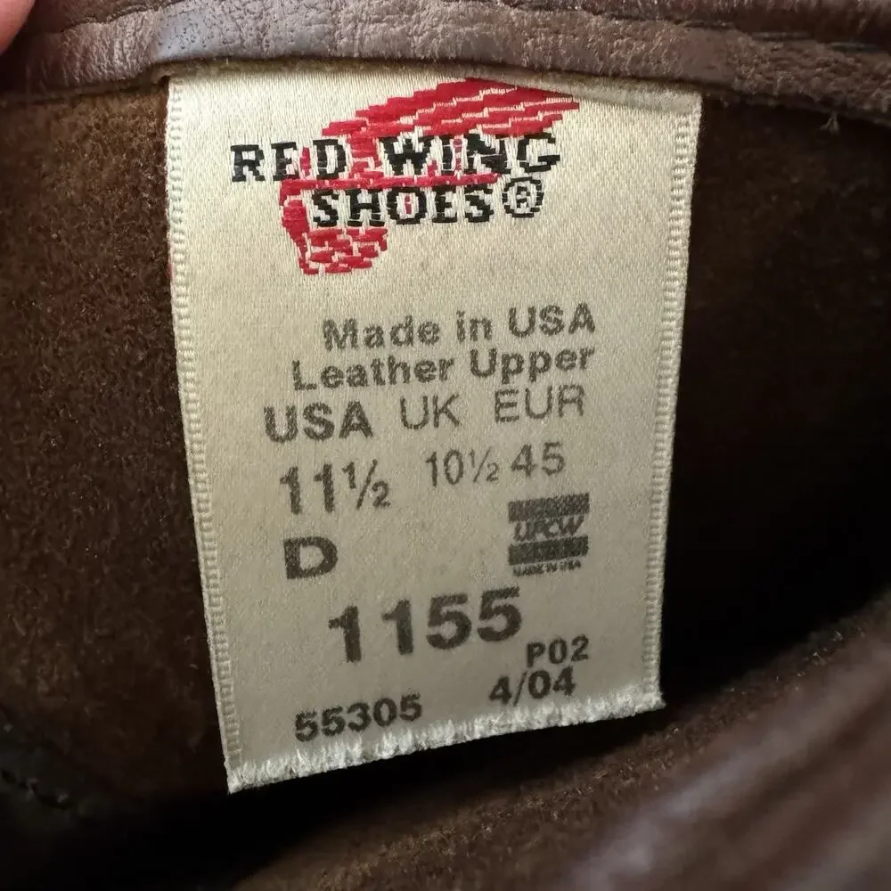 Red Wing Pecos 1105 Mens Size 11.5 D‎ Pull-On Work Boot USA Made Reddish Brown